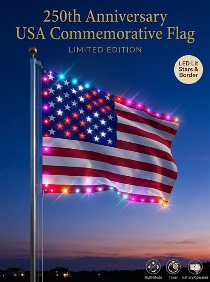 Last Day 49% OFF🔥 🦅 Illuminated 250th Anniversary USA Commemorative Flag - Premium LED Edition (3x5 Ft) -Bestseller-9YOE9