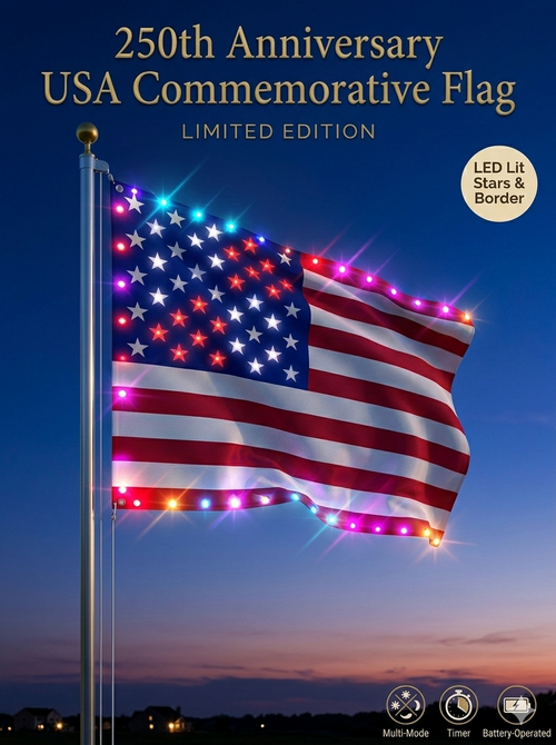 Last Day 49% OFF🔥 🦅 Illuminated 250th Anniversary USA Commemorative Flag - Premium LED Edition (3x5 Ft) -Bestseller-9YOE9