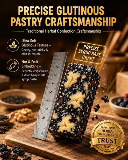 Mulberry Rehmannia & Black Goji Sesame Cake – Soft Herbal Nut Snack, Low Sugar Energy Bar