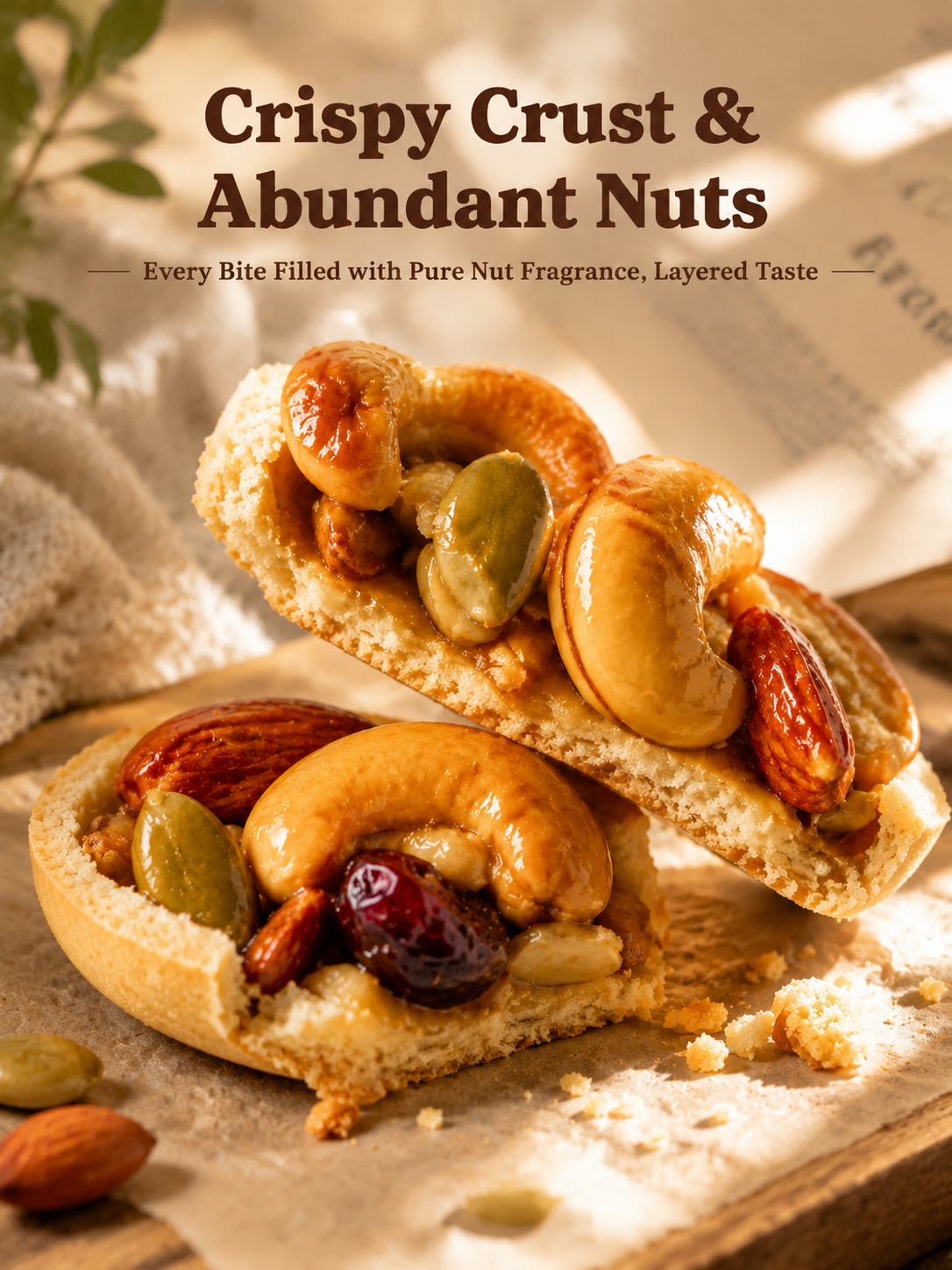 Crispy Nut Boat Cookies - Cashew & Almond Mixed Snack, Cocoa/Matcha/Original Flavor-MHW