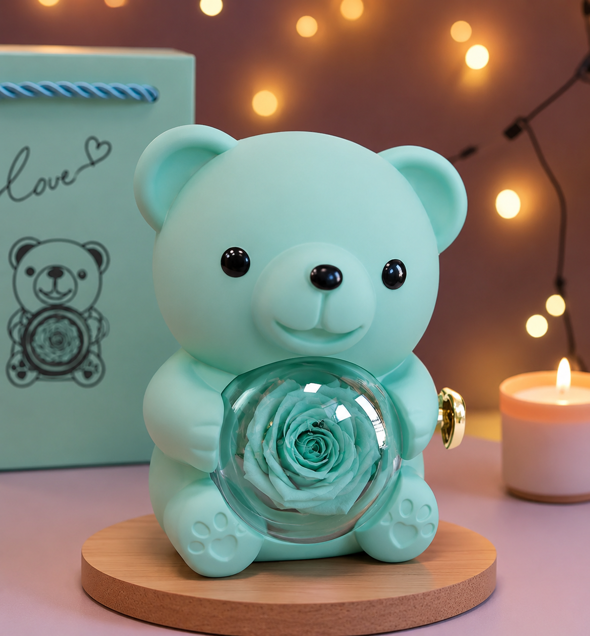 💜 Hgfnvllc® Eternal Love Rose Bear ✨ Romantic Preserved Rose Teddy Bear Gift Box for Her