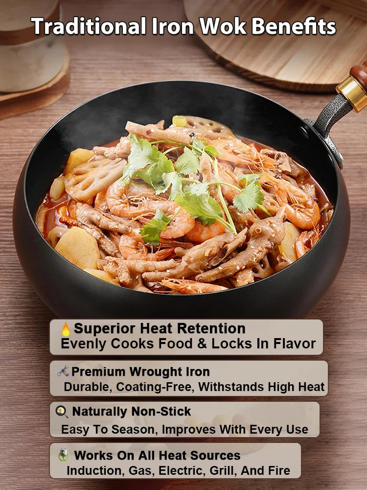 [Uncoated healthy pot] Traditional Forged Big-Belly Pot-9YOE9