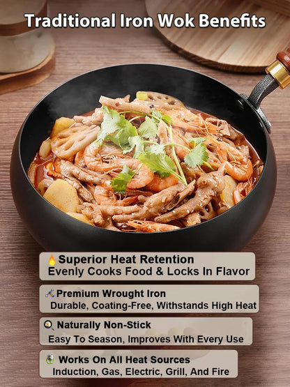 [Uncoated healthy pot] Traditional Forged Big-Belly Pot-9YOE9