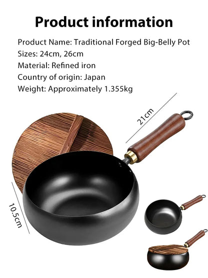[Uncoated healthy pot] Traditional Forged Big-Belly Pot-9YOE9