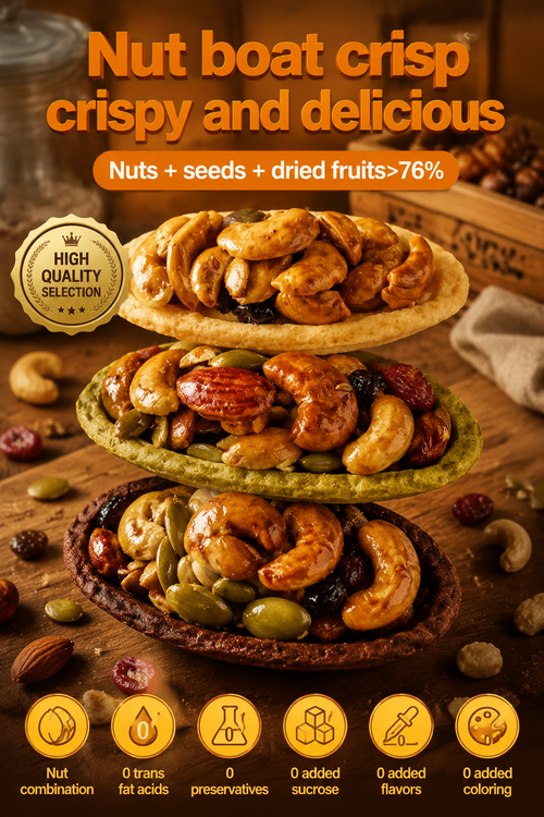 Crispy Nut Boat Cookies - Cashew & Almond Mixed Snack, Cocoa/Matcha/Original Flavor-MHW
