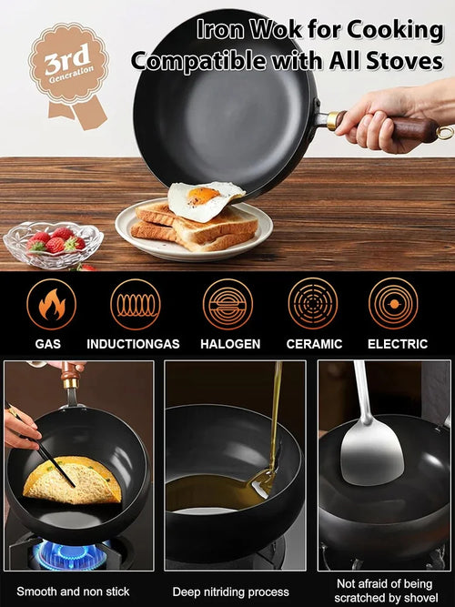 [Uncoated healthy pot] Traditional Forged Big-Belly Pot-9YOE9