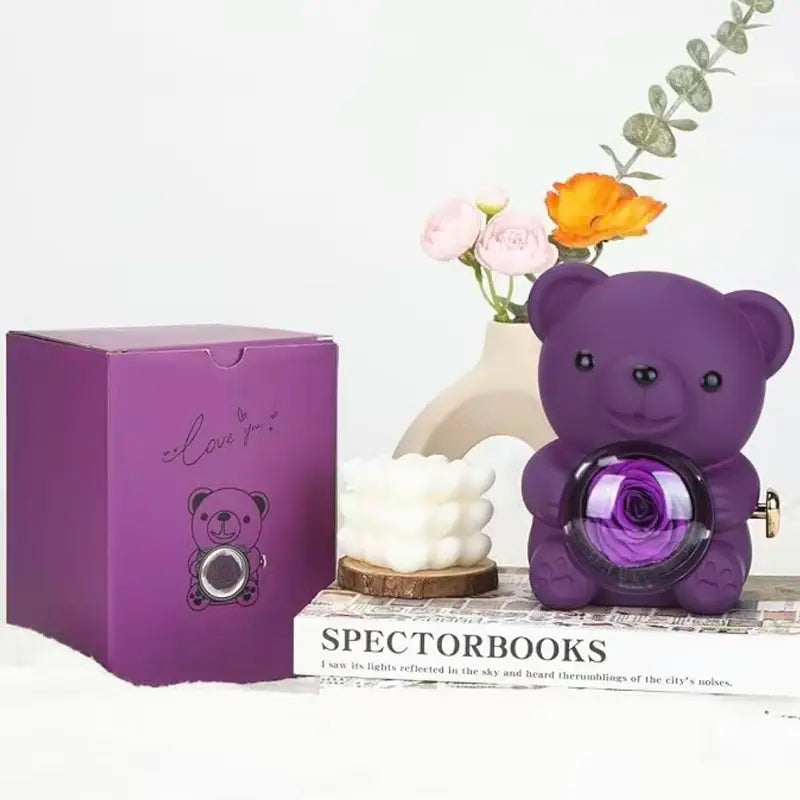 💜 Hgfnvllc® Eternal Love Rose Bear ✨ Romantic Preserved Rose Teddy Bear Gift Box for Her