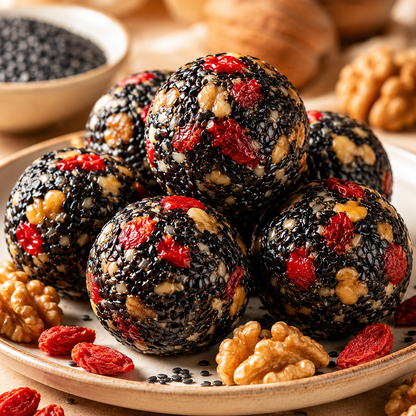 Intangible Heritage 5-Treasure Black Sesame Balls – Nine-Steamed & Nine-Sun-Dried Traditional Craft & Repair Damaged Hair&Promote Sleep-9YOE9
