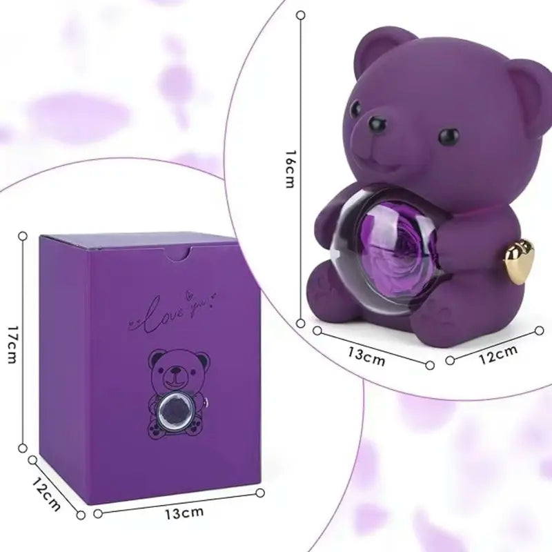 💜 Hgfnvllc® Eternal Love Rose Bear ✨ Romantic Preserved Rose Teddy Bear Gift Box for Her