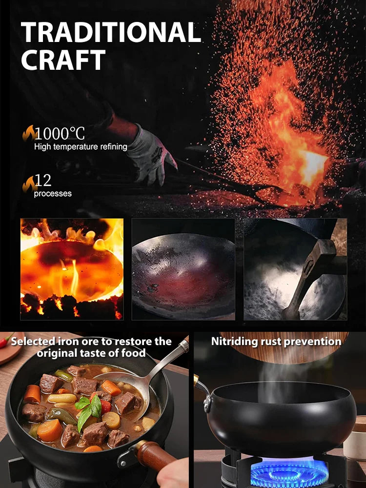 [Uncoated healthy pot] Traditional Forged Big-Belly Pot-9YOE9
