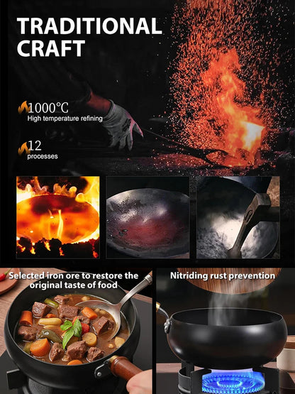[Uncoated healthy pot] Traditional Forged Big-Belly Pot-9YOE9