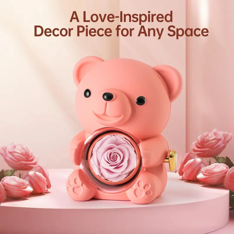 💜 Hgfnvllc® Eternal Love Rose Bear ✨ Romantic Preserved Rose Teddy Bear Gift Box for Her