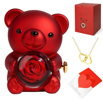 💜 Hgfnvllc® Eternal Love Rose Bear ✨ Romantic Preserved Rose Teddy Bear Gift Box for Her