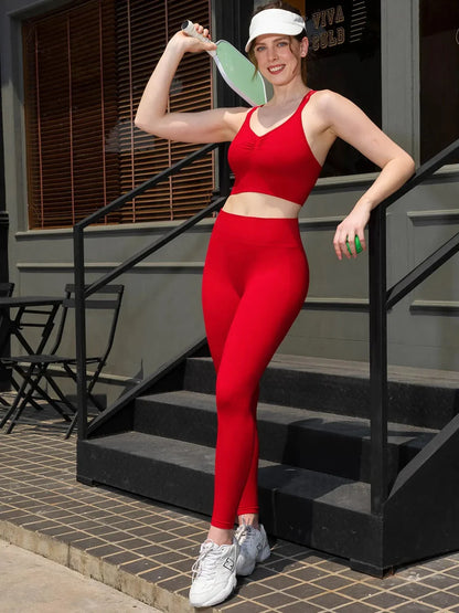 Seamless Criss Cross Spaghetti Racerback Sports Bra
