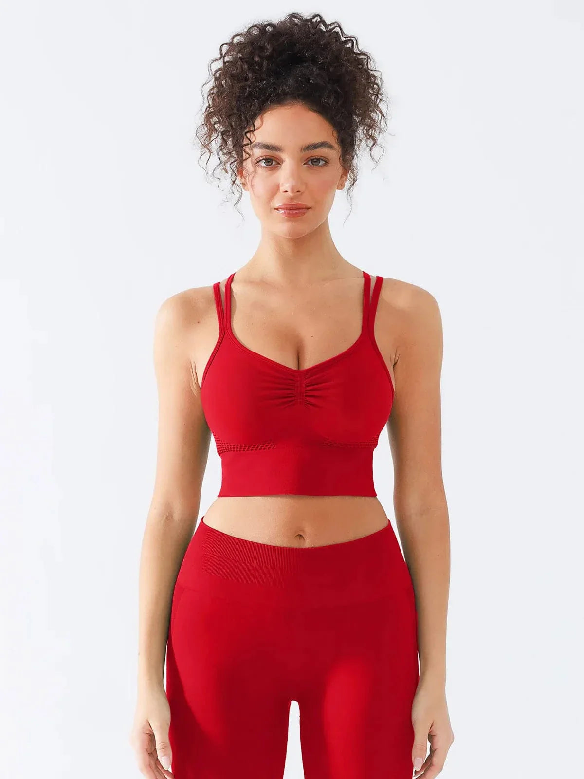 Seamless Criss Cross Spaghetti Racerback Sports Bra