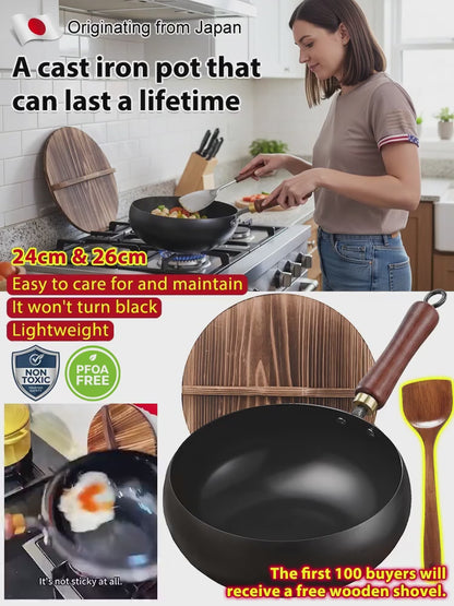 [Uncoated healthy pot] Traditional Forged Big-Belly Pot-9YOE9